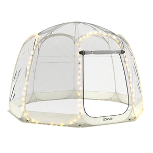 Pop-Up Bubble Zelt LED 8-10 Personen 3.8 m transparent/weiss