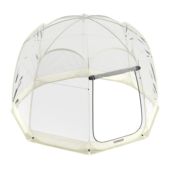 Pop-Up Bubble Zelt LED 8-10 Personen 3.8 m transparent/weiss