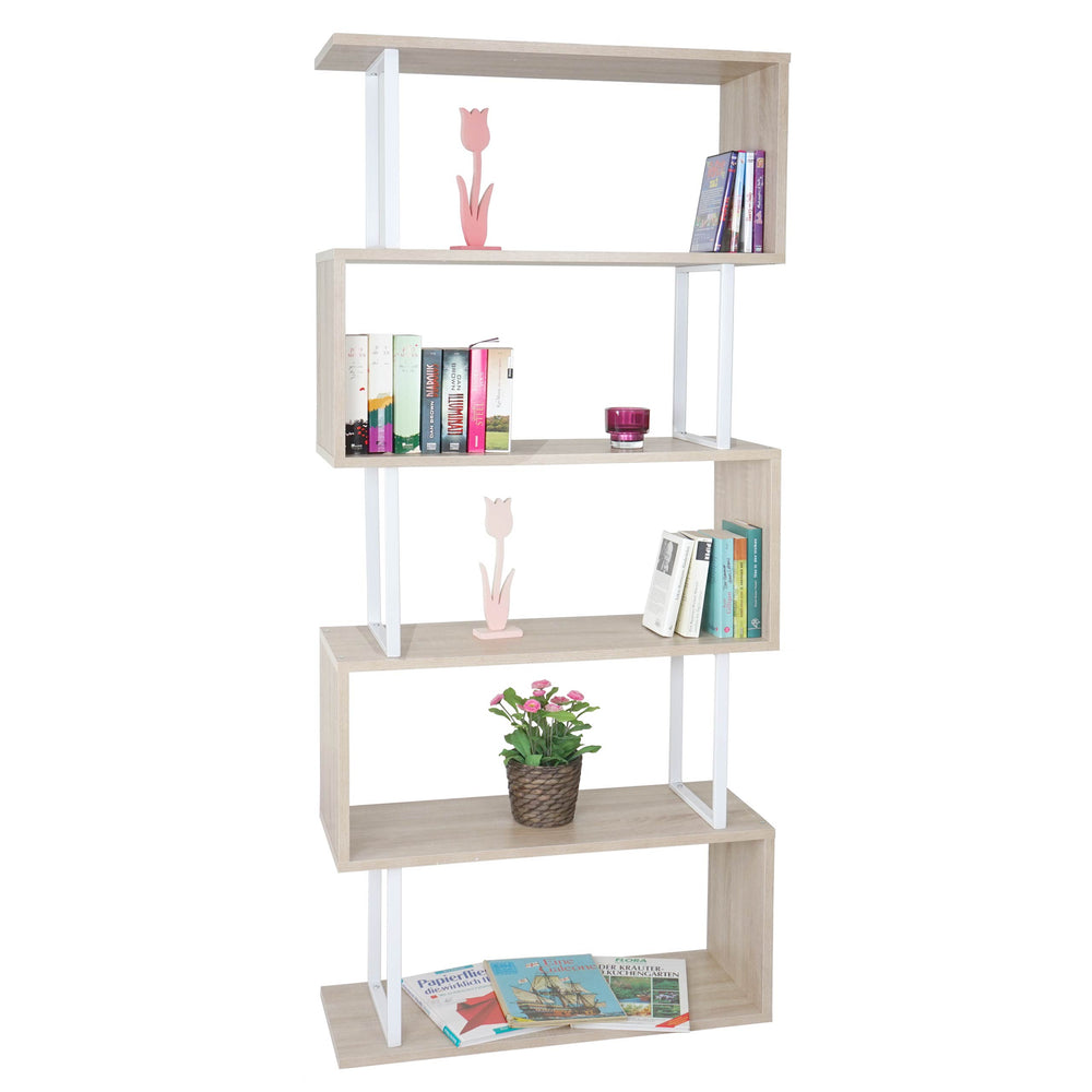 Bücherregal Dohna 183x80cm 3D-Struktur 5 Ebenen ~ Eiche