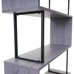 Bücherregal Dohna 183x80cm 3D-Struktur 5 Ebenen grau Metall