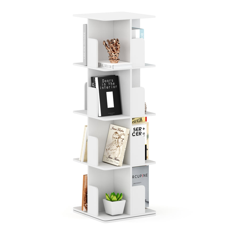 Libreria girevole CATO con 16 scomparti, 40 x 128 cm, bianca