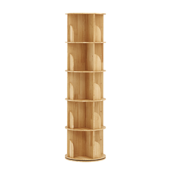 Bücherregal Drehregal Holz MINNIE mit 5 Ebenen 46 x 160 cm natur