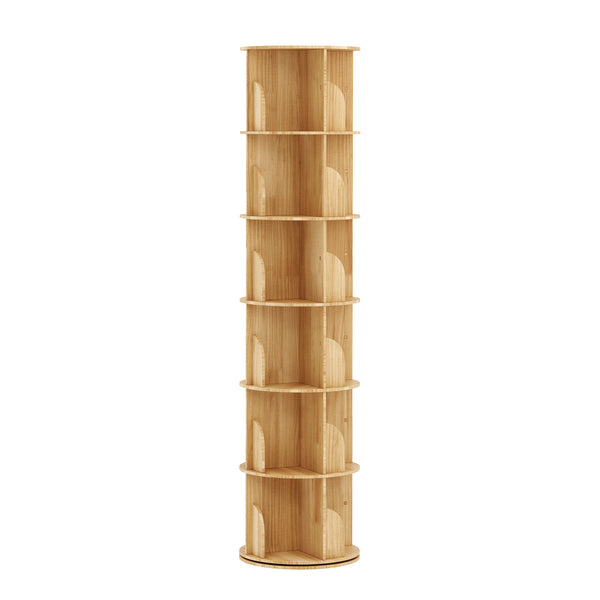 Bücherregal Drehregal Holz MINNIE mit 6 Ebenen 46 x 191 cm natur