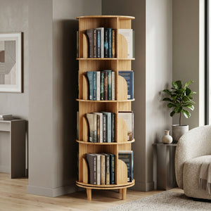 Bücherregal Drehregal Holz VETA mit 4 Ebenen 46 x 139 cm natur