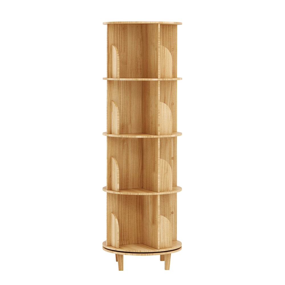 Bücherregal Drehregal Holz VETA mit 4 Ebenen 46 x 139 cm natur