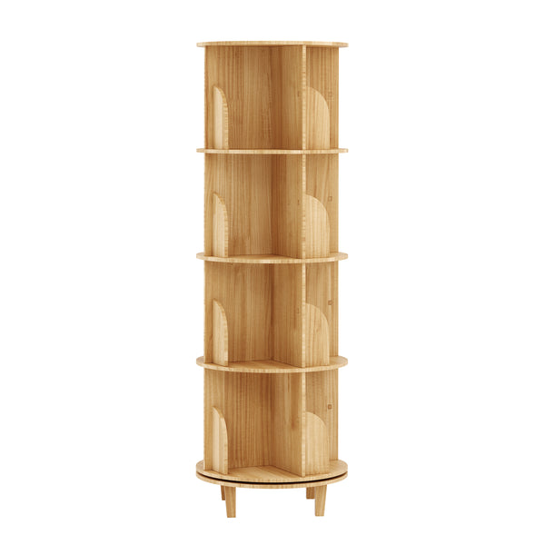 Bücherregal Drehregal Holz VETA mit 4 Ebenen 46 x 139 cm natur