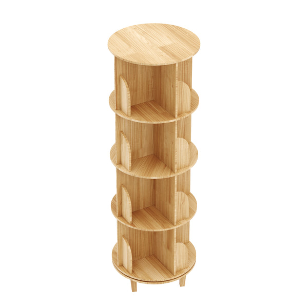 Bücherregal Drehregal Holz VETA mit 4 Ebenen 46 x 139 cm natur