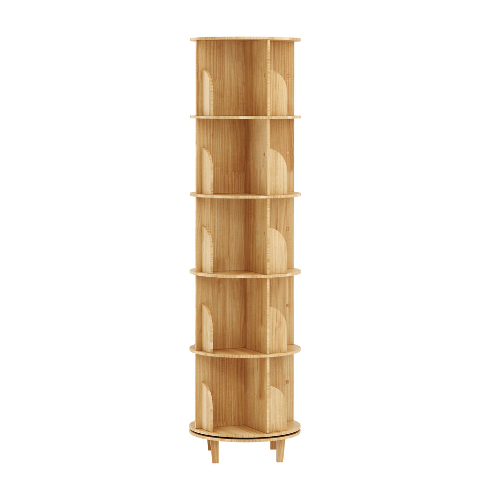 Bücherregal Drehregal Holz VETA mit 5 Ebenen 46 x 170 cm natur