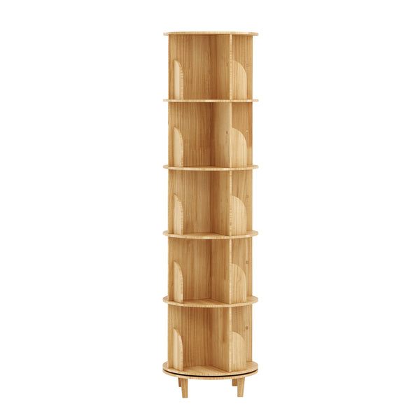 Bücherregal Drehregal Holz VETA mit 5 Ebenen 46 x 170 cm natur
