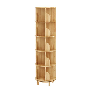 Bücherregal Drehregal Holz VETA mit 5 Ebenen 46 x 170 cm natur