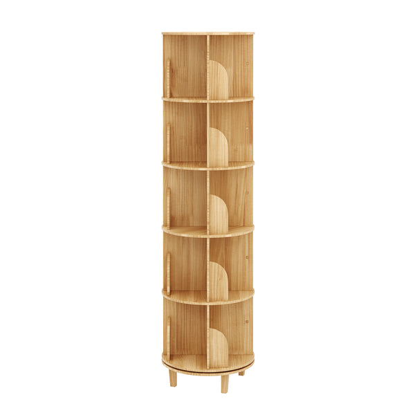 Bücherregal Drehregal Holz VETA mit 5 Ebenen 46 x 170 cm natur