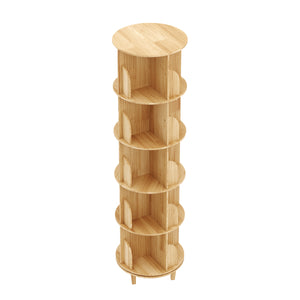 Bücherregal Drehregal Holz VETA mit 5 Ebenen 46 x 170 cm natur