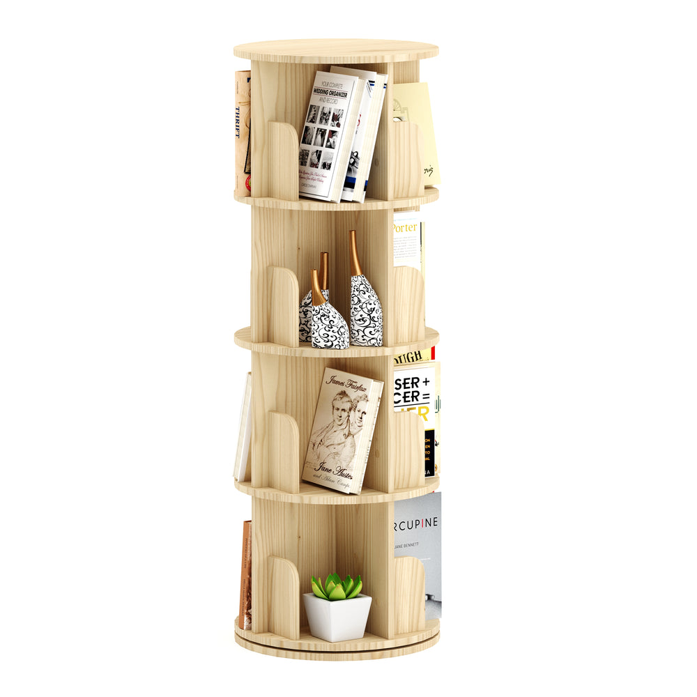 Libreria girevole VEDA con 4 ripiani, 44 x 126 cm, finitura naturale