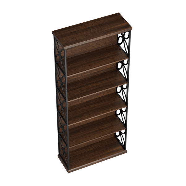 Bücherregal FLORIUM 80 x 180 cm braun/schwarz