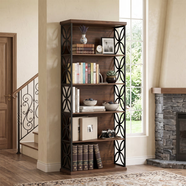 Bücherregal FLORIUM 80 x 180 cm braun/schwarz