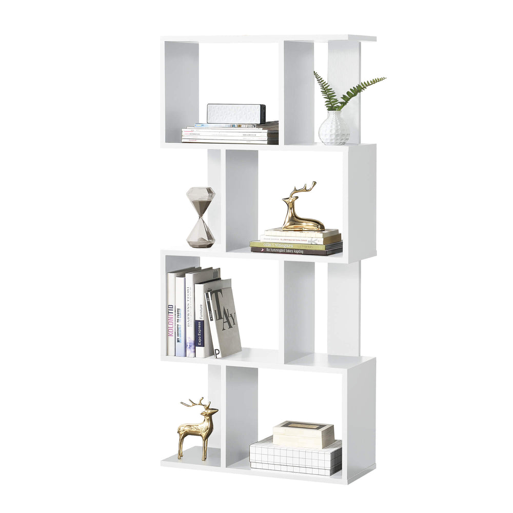 Libreria Brattahlid con 4 scomparti e 4 ripiani, bianca