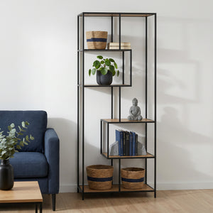 Bücherregal SEAFORD  77 x 185 cm braun/schwarz
