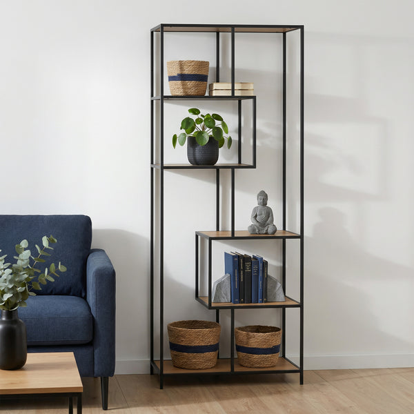 Bücherregal SEAFORD  77 x 185 cm braun/schwarz