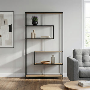 Bücherregal SEAFORD 114 x 185 cm braun/schwarz