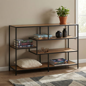 Bücherregal SEAFORD 114 x 78 cm braun/schwarz