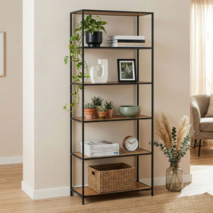 Bücherregal SEAFORD 77 x 35 x 185 cm braun/schwarz