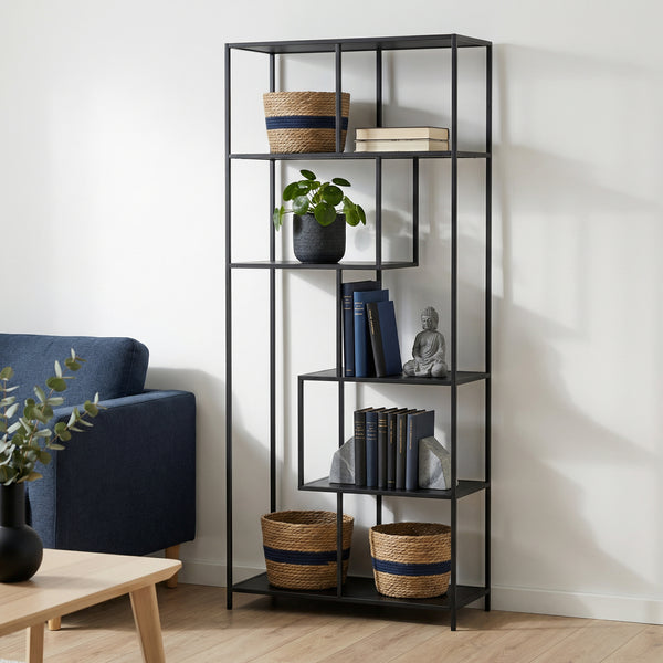 Bücherregal SEAFORD 77 x 185 cm schwarz
