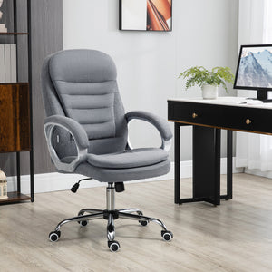 360° Ergonomic Office Chair with Rocking Function, Grey Linen