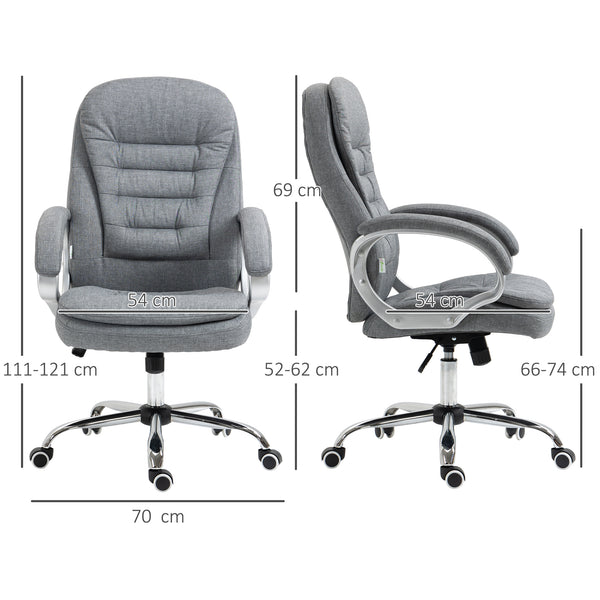 360° Ergonomic Office Chair with Rocking Function, Grey Linen