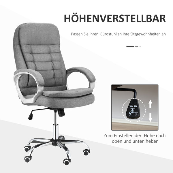 360° Ergonomic Office Chair with Rocking Function, Grey Linen
