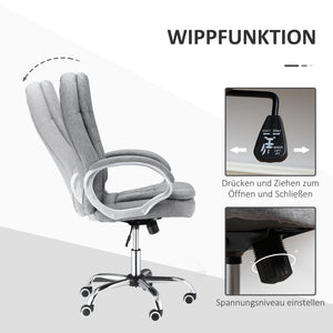 360° Ergonomic Office Chair with Rocking Function, Grey Linen