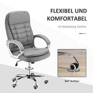 360° Ergonomic Office Chair with Rocking Function, Grey Linen