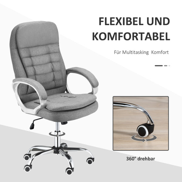 360° Ergonomic Office Chair with Rocking Function, Grey Linen