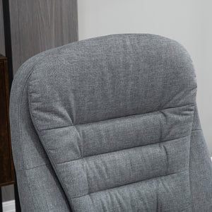 360° Ergonomic Office Chair with Rocking Function, Grey Linen