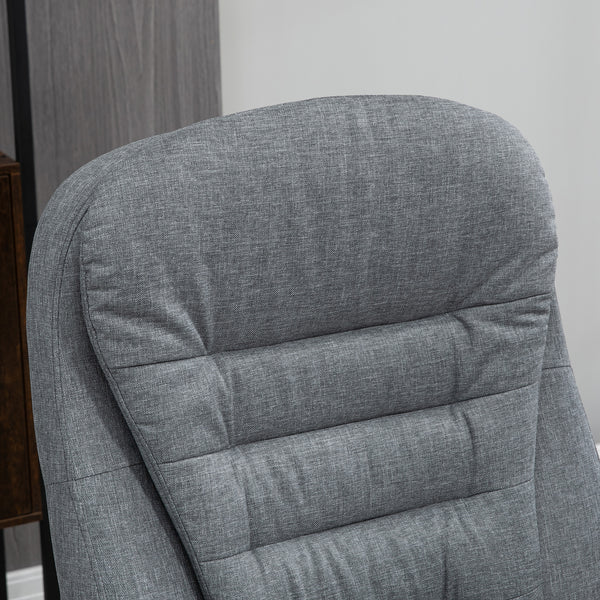 360° Ergonomic Office Chair with Rocking Function, Grey Linen