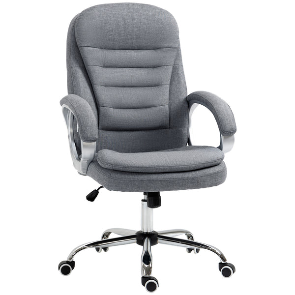 360° Ergonomic Office Chair with Rocking Function, Grey Linen