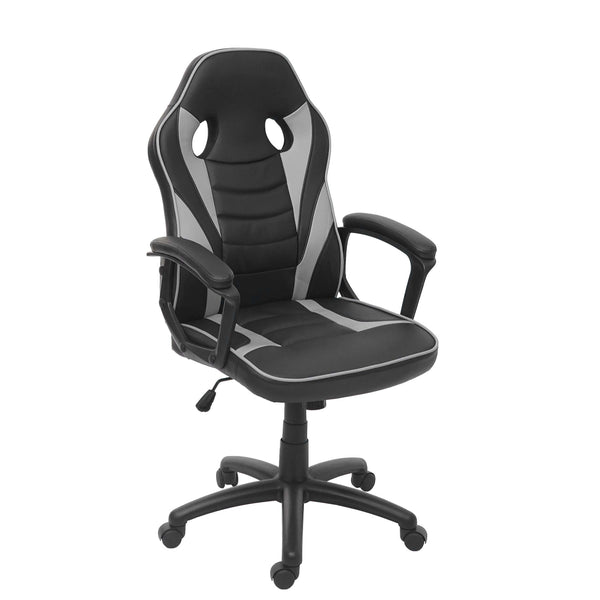 Bürostuhl Chefsessel Drehstuhl Kunstleder ~ schwarz/grau
