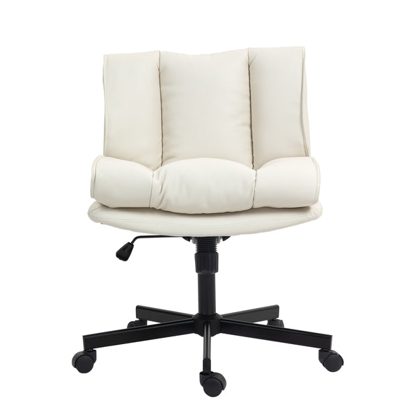 Leather office chair DUPLANTIS beige