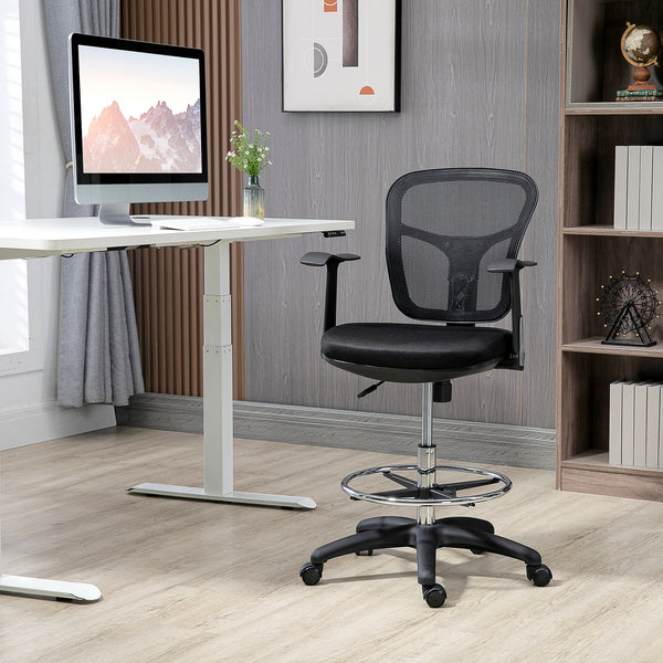 Ergonomic office chair with footrest, mesh, black