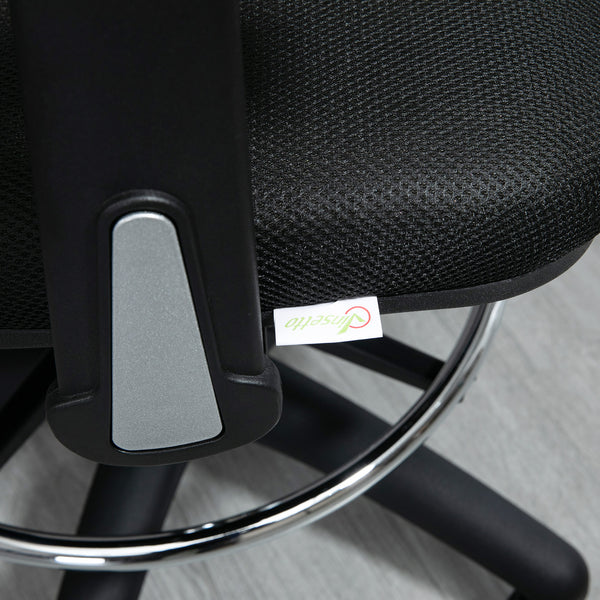 Ergonomic office chair with footrest, mesh, black