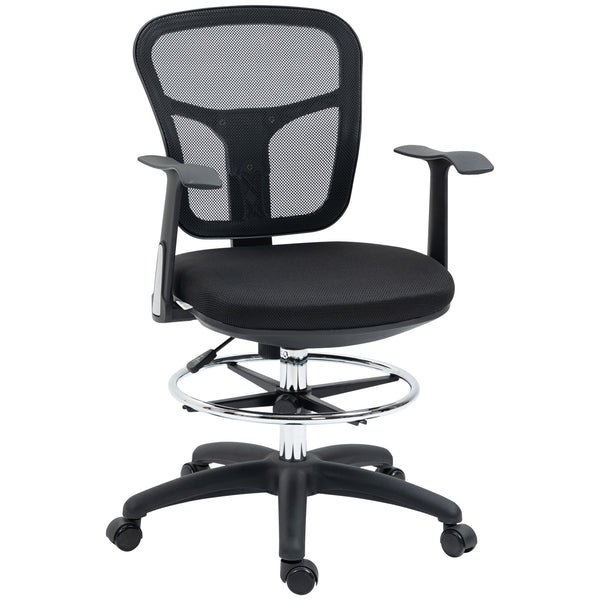 Ergonomic office chair with footrest, mesh, black
