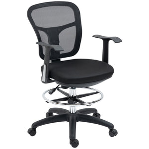 Ergonomic office chair with footrest, mesh, black
