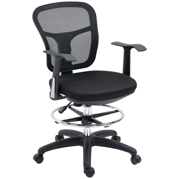 Ergonomic office chair with footrest, mesh, black