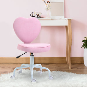 Heart-shaped office chair with pink fabric cover