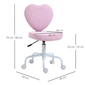 Heart-shaped office chair with pink fabric cover