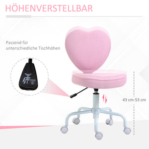 Heart-shaped office chair with pink fabric cover