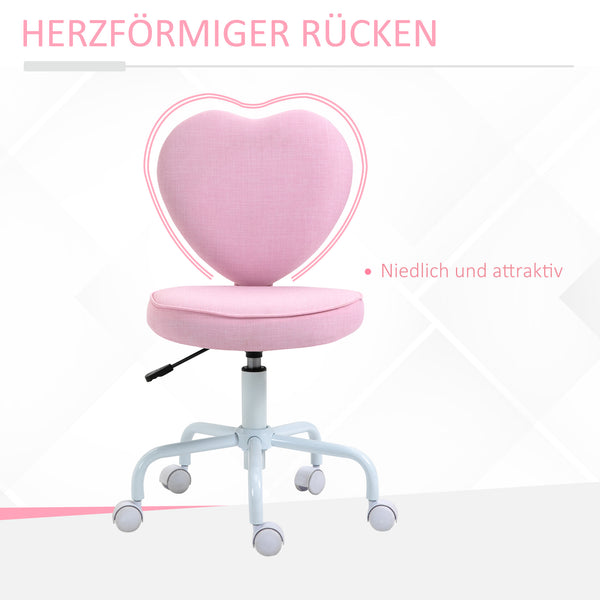 Heart-shaped office chair with pink fabric cover