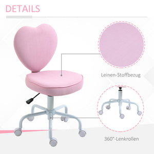 Heart-shaped office chair with pink fabric cover
