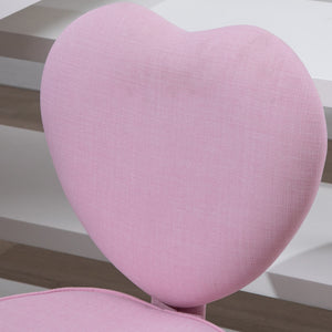 Heart-shaped office chair with pink fabric cover
