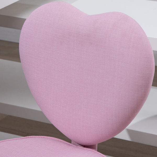 Heart-shaped office chair with pink fabric cover