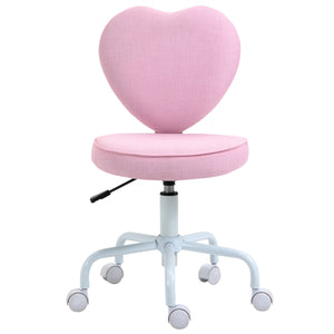 Heart-shaped office chair with pink fabric cover